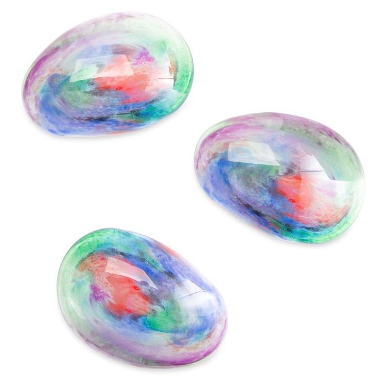 Organic Shaped Iridescent Glass Stones, Set of 3 - Swirl